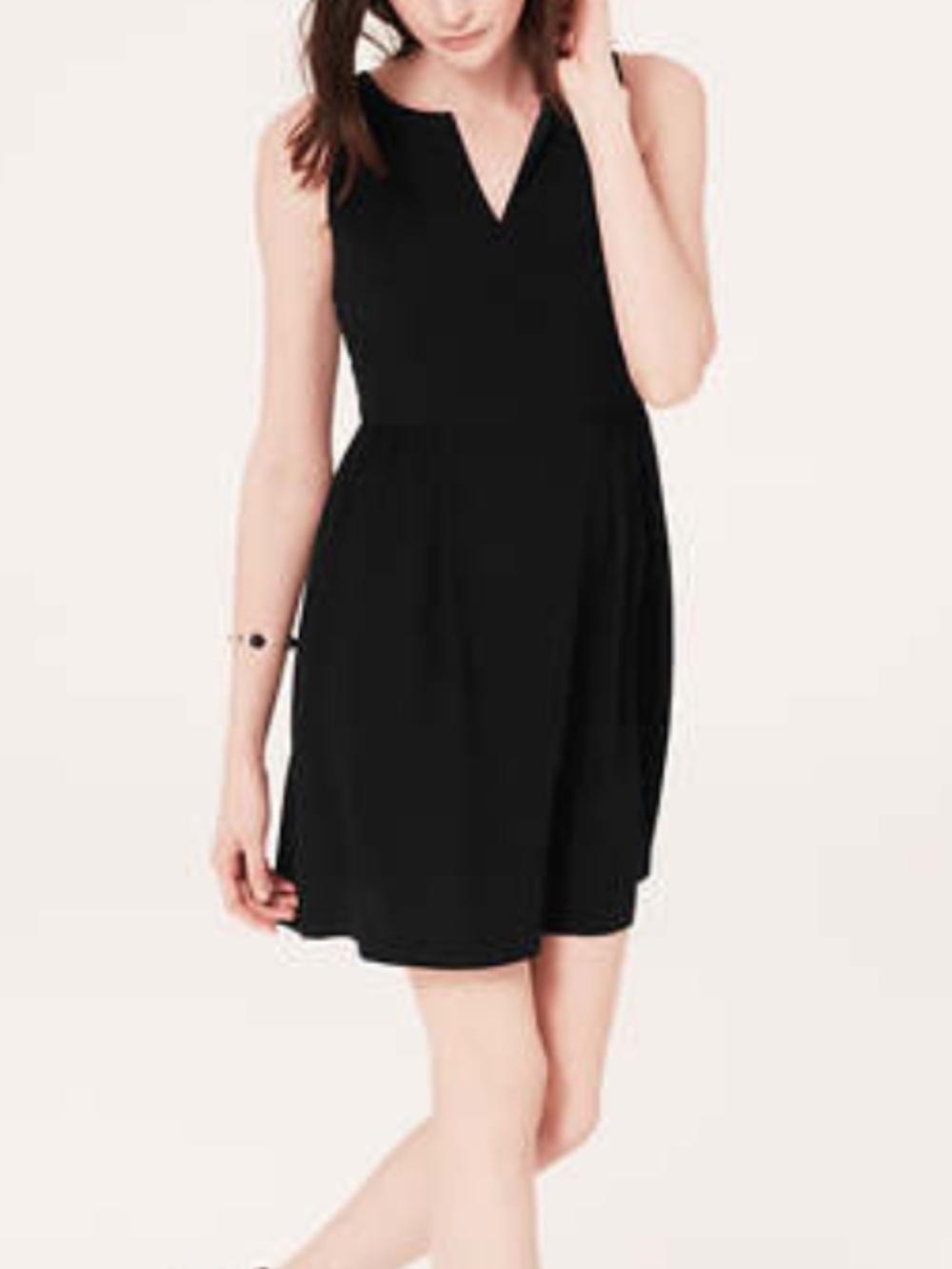 LOFT Black Crepe Mini Dress | Sleeveless V-Neck | Size 0